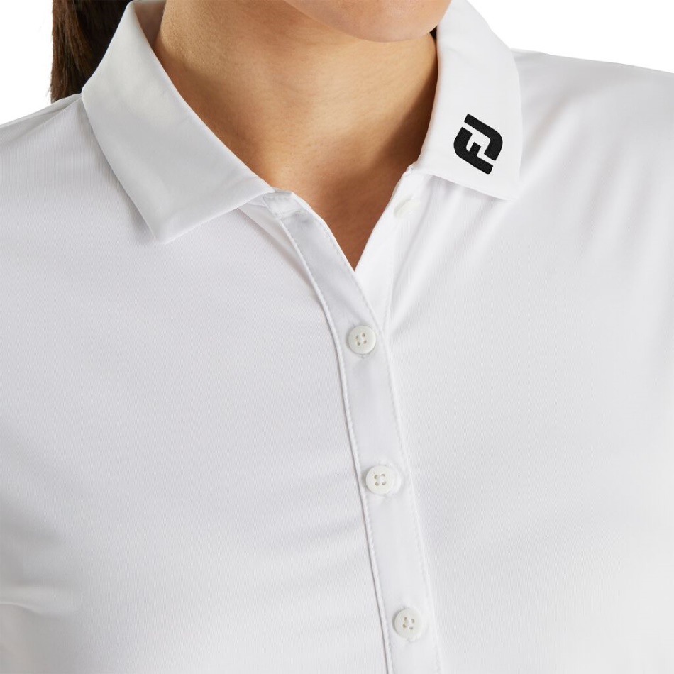 Solid Lisle - Gola Fj Tour Feminina Footjoy Pt Branco