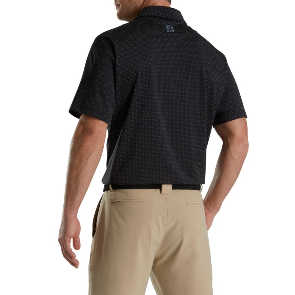 Stretch Lisle Dot Print Colarinho Preto-cinza Footjoy Pt
