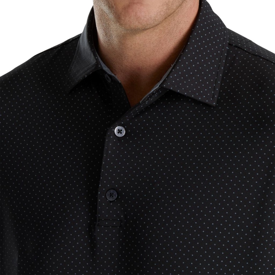 Stretch Lisle Dot Print Colarinho Preto-cinza Footjoy Pt