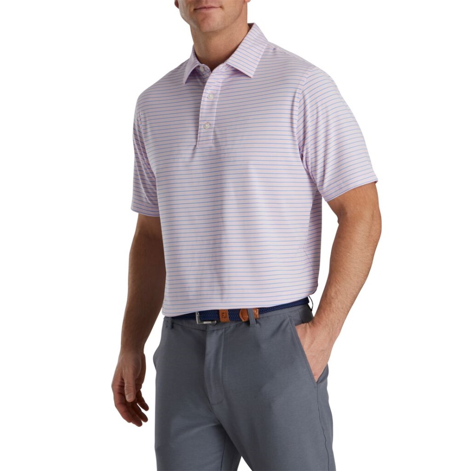 Stretch Lisle Risca De Giz Rosa-azul-branco Footjoy Pt