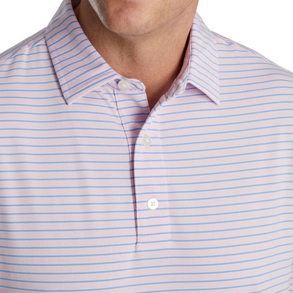 Stretch Lisle Risca De Giz Rosa-azul-branco Footjoy Pt