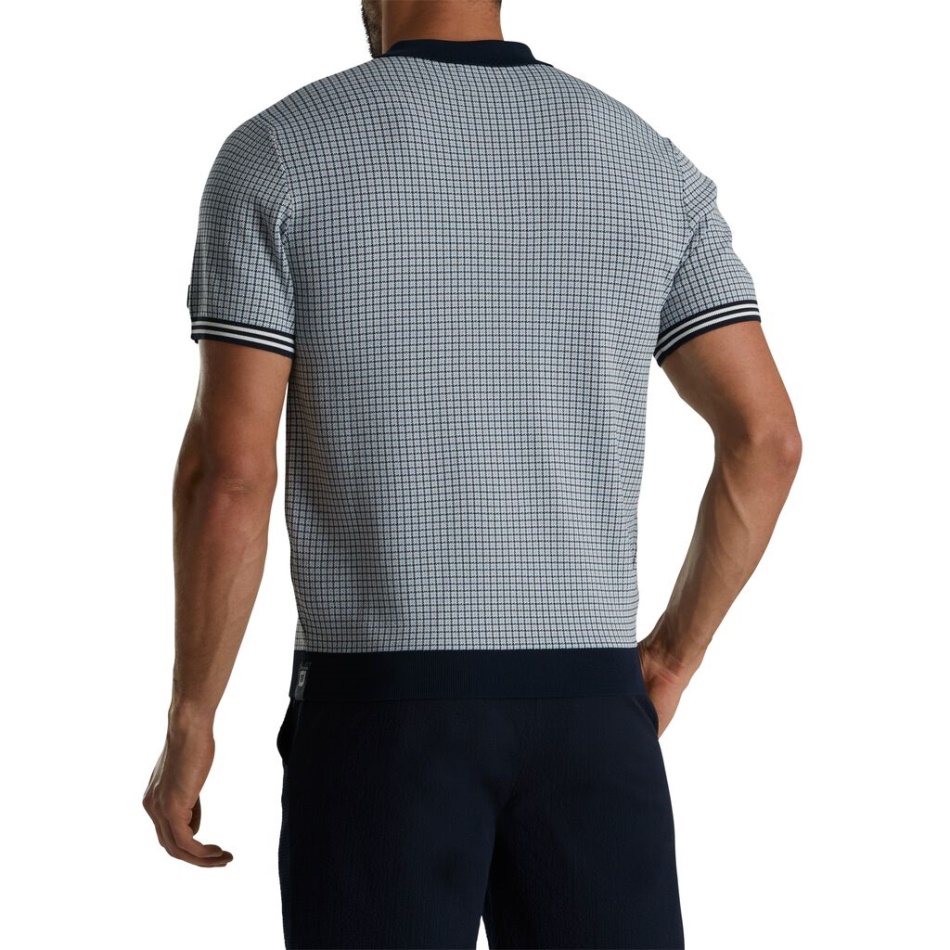 Suéter Pied-de-poule Tricotado Polo Footjoy Pt Branco-marinho