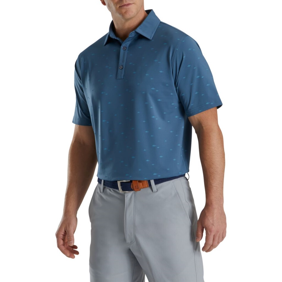 Tinta Footjoy Pt Cardume De Peixes Impressão Lisle Gola Auto-estilo Da Temporada Anterior