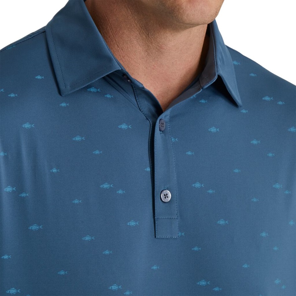 Tinta Footjoy Pt Cardume De Peixes Impressão Lisle Gola Auto-estilo Da Temporada Anterior