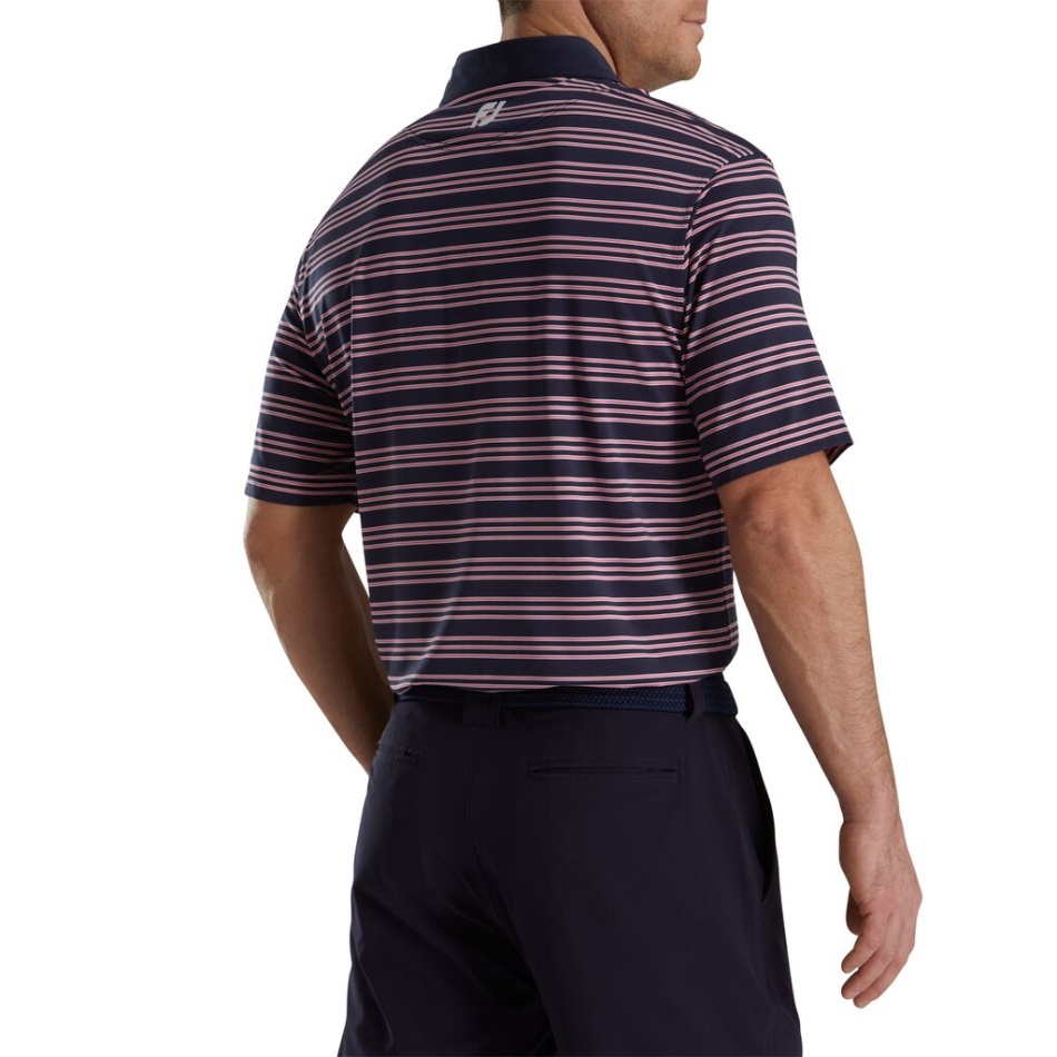 Trio Stripe Lisle Colarinho Próprio Footjoy Pt Navy