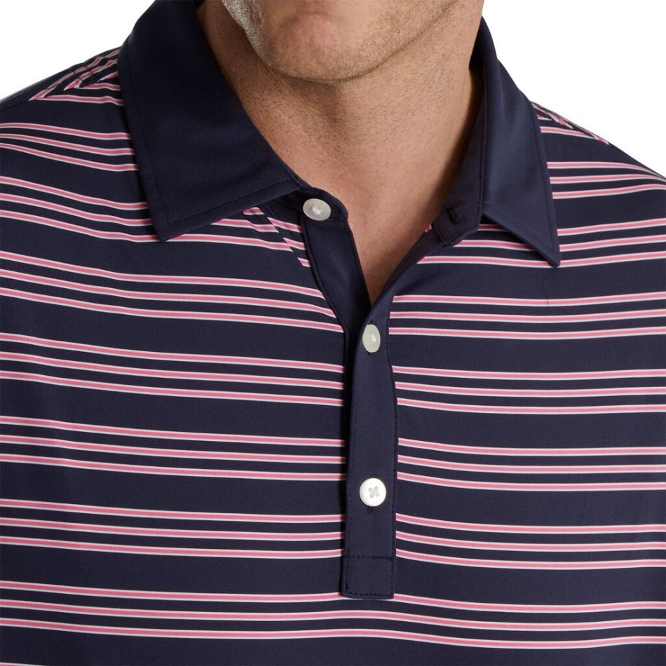 Trio Stripe Lisle Colarinho Próprio Footjoy Pt Navy