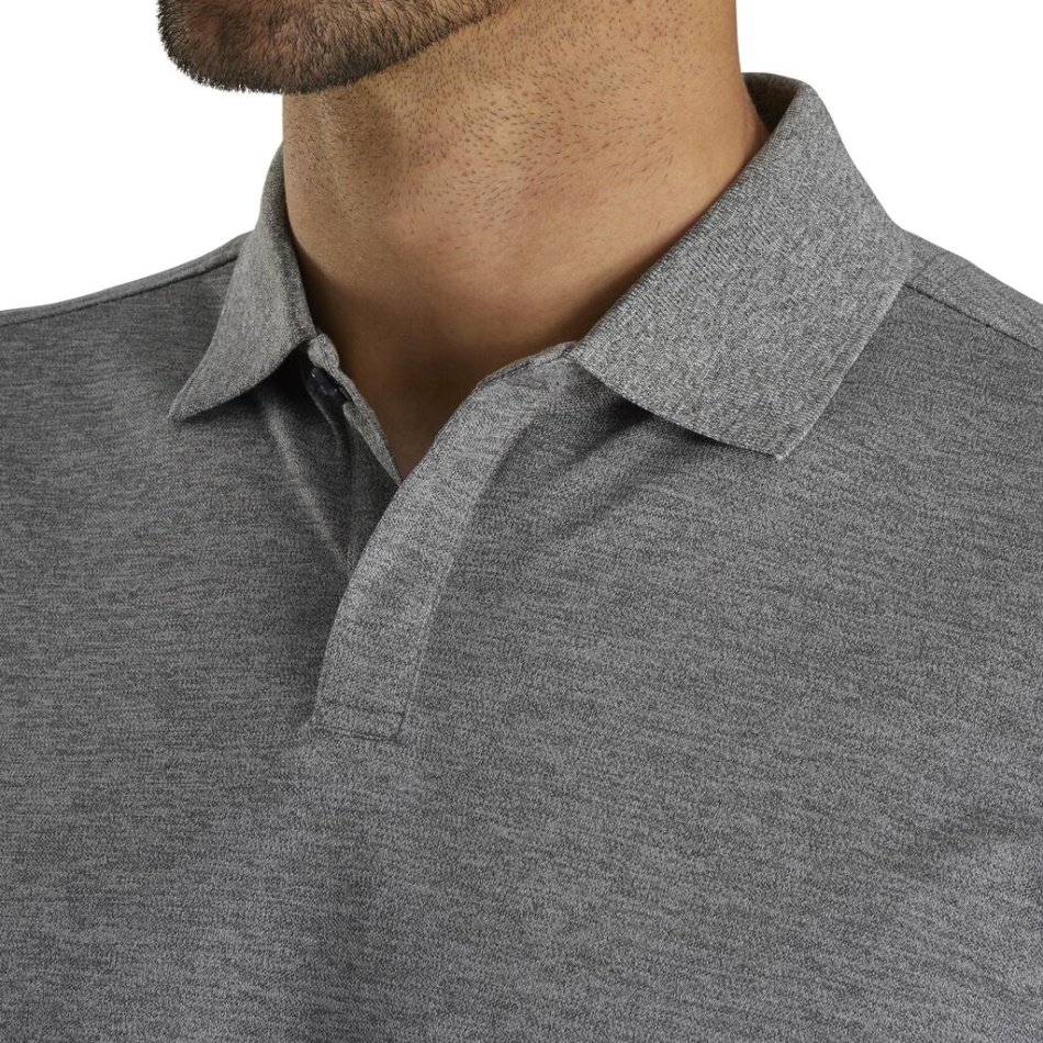 Urze Carvão-preto Footjoy Pt Ajuste Atlético Manga Bloco Piquê Gola De Malha - Estilo Da Temporada Anterior