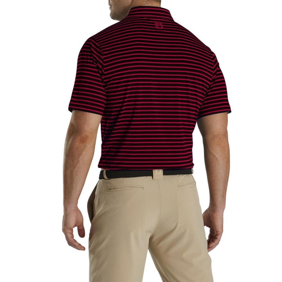 Vermelho-marinho Footjoy Pt Lisle Colarinho Listrado De 2 Cores