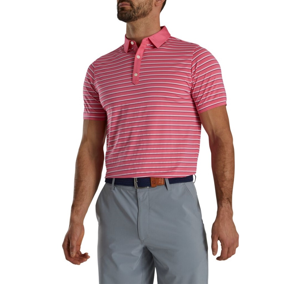 Watermelon Footjoy Pt Ajuste Atlético Colarinho Lisle Multilistras