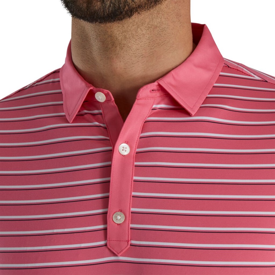 Watermelon Footjoy Pt Ajuste Atlético Colarinho Lisle Multilistras