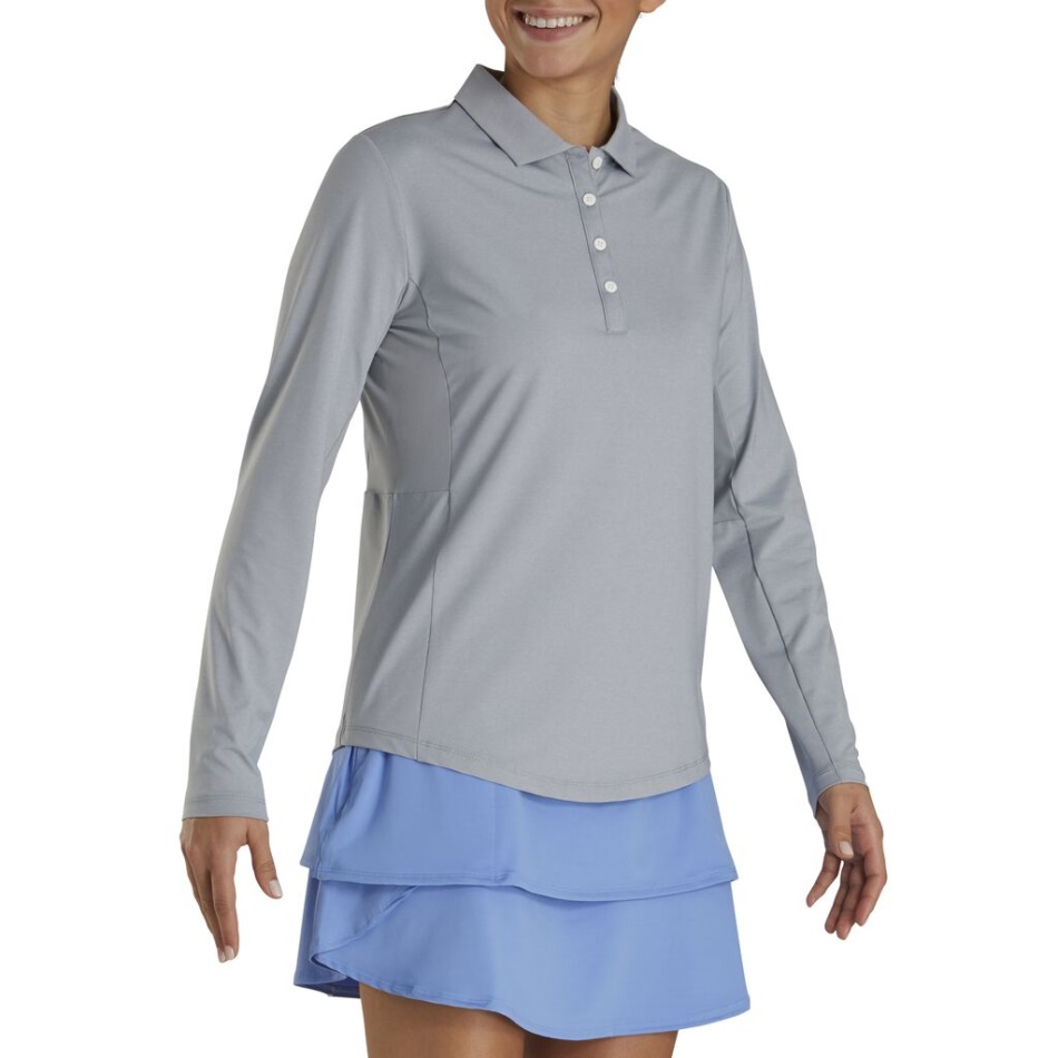 Camisa De Proteção Solar De Manga Longa Feminina Cinza Urze Footjoy Pt