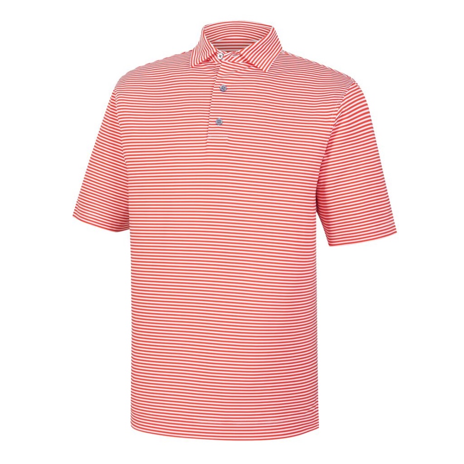 Escarlate-branco Lisle Feeder Listra Colarinho Próprio Footjoy Pt