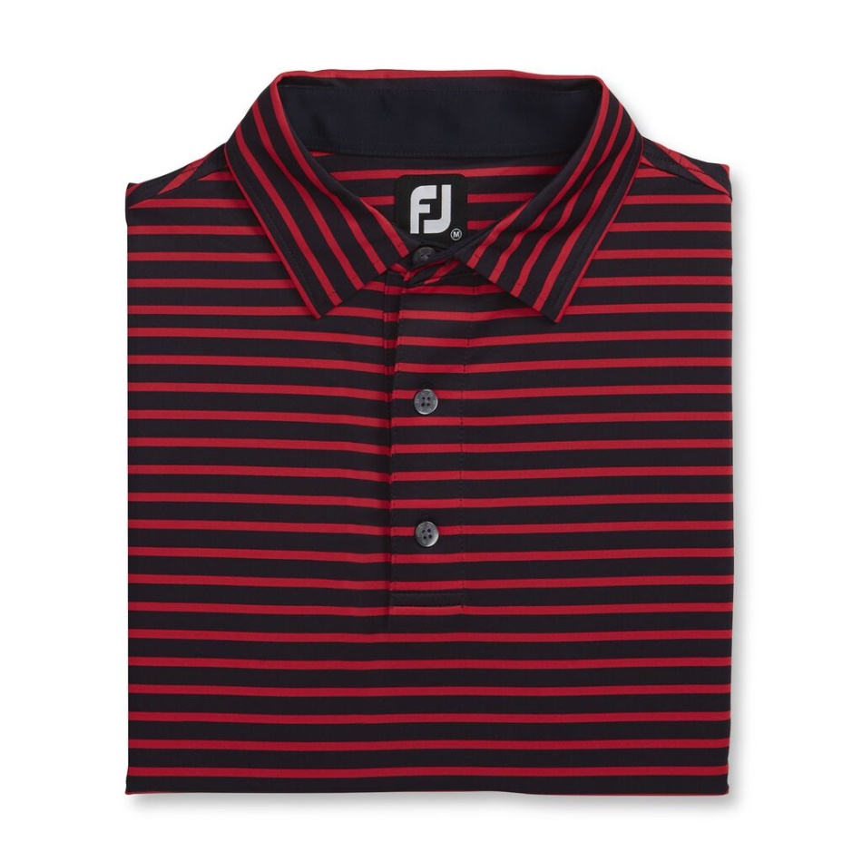 Vermelho-marinho Footjoy Pt Lisle Colarinho Listrado De 2 Cores