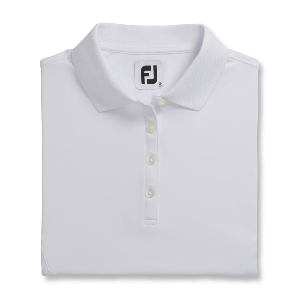 Camisa Interlock Prodry Colarinho Feminino Footjoy Pt Branco