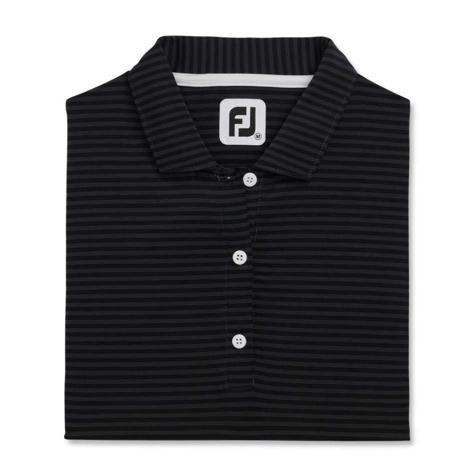 Footjoy Pt Manga Curta Preta Listra Tonal Estilo Feminino Da Estação Anterior