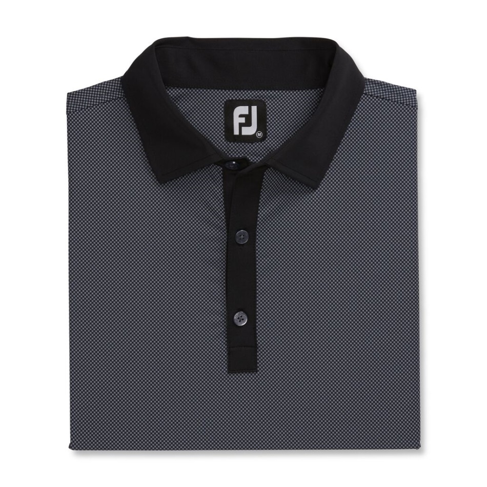 Impressão De Mini Cheque Preto-slate Footjoy Pt Stretch Lisle