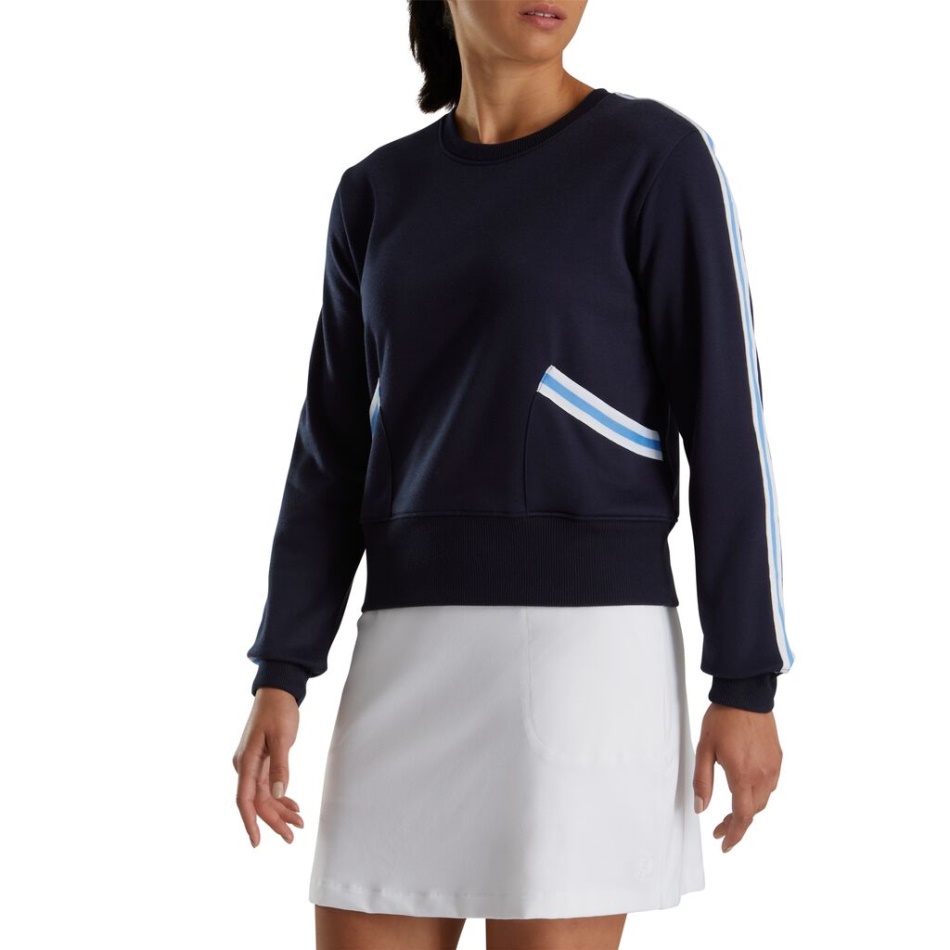 Moletom Azul Marinho Com Gola Redonda Feminina Footjoy Pt