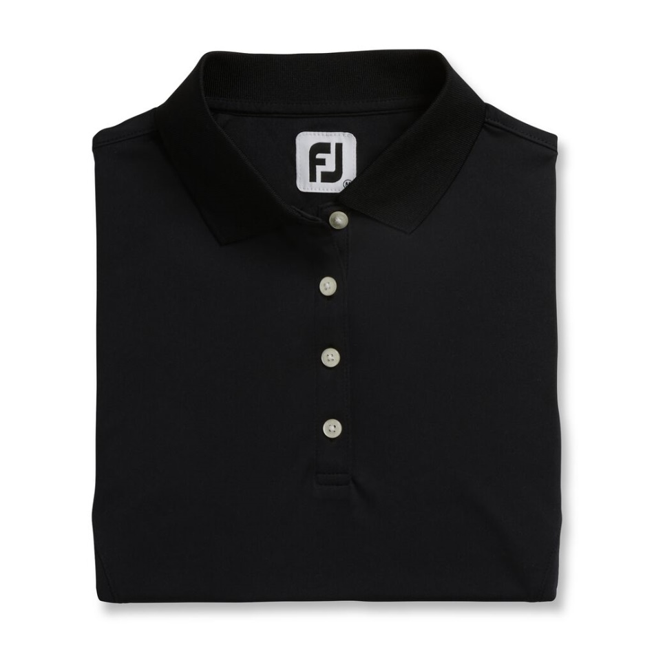 Camisa Preta Prodry Interlock Gola Feminina Footjoy Pt