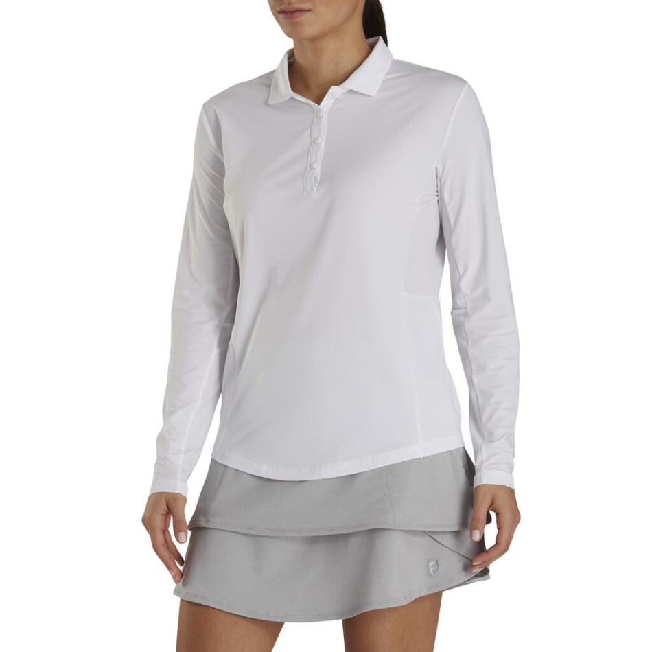 Camisa De Proteção Solar De Manga Longa Feminina Footjoy Pt Branco