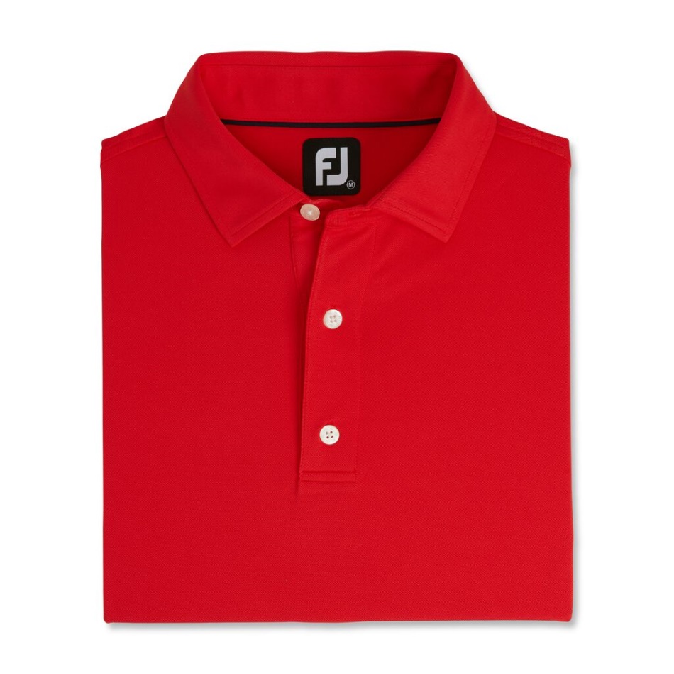 Footjoy Pt Red Performance Stretch Pique Sólido Gola Auto