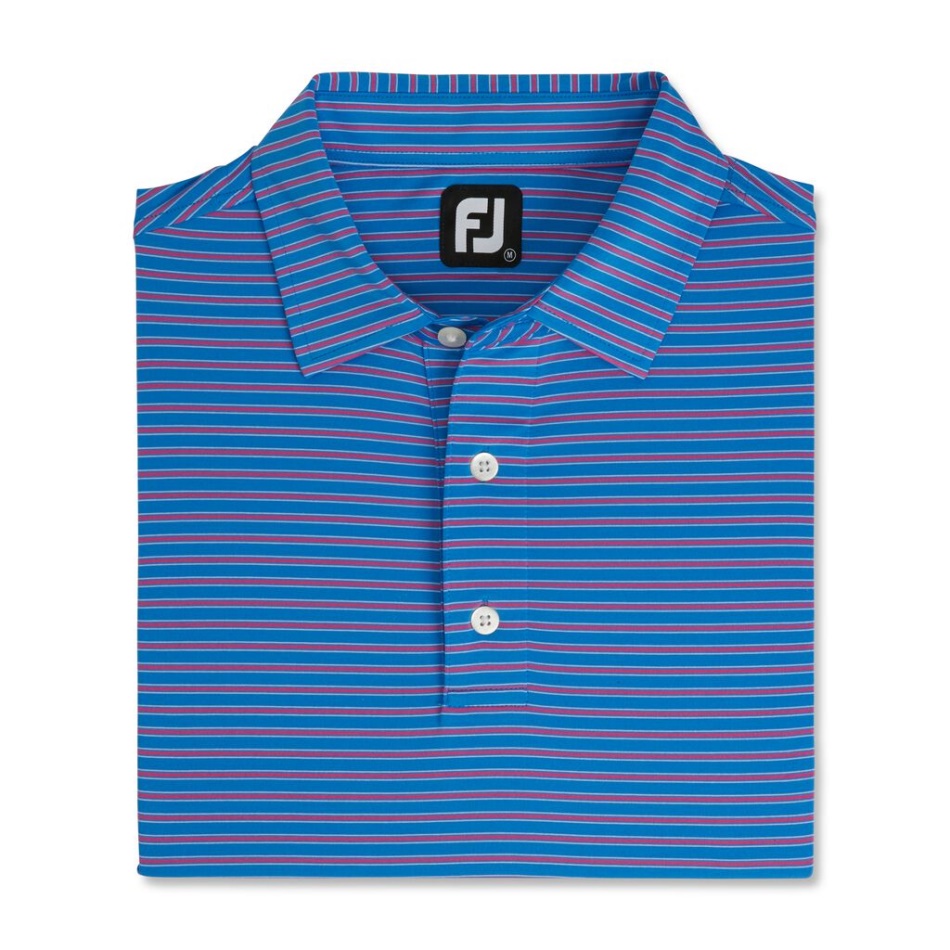 Francês Azul-quente Rosa-branco Elástico Lisle Risca De Giz Footjoy Pt