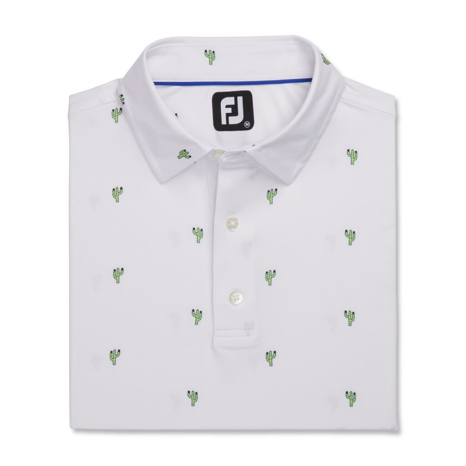 Footjoy Pt Branco Com Estampa De Cacto Gola Auto Lisle