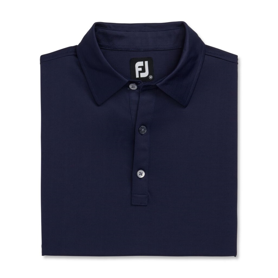 Footjoy Pt Navy Fio Slub Sólido Gola Auto-estilo Da Temporada Anterior