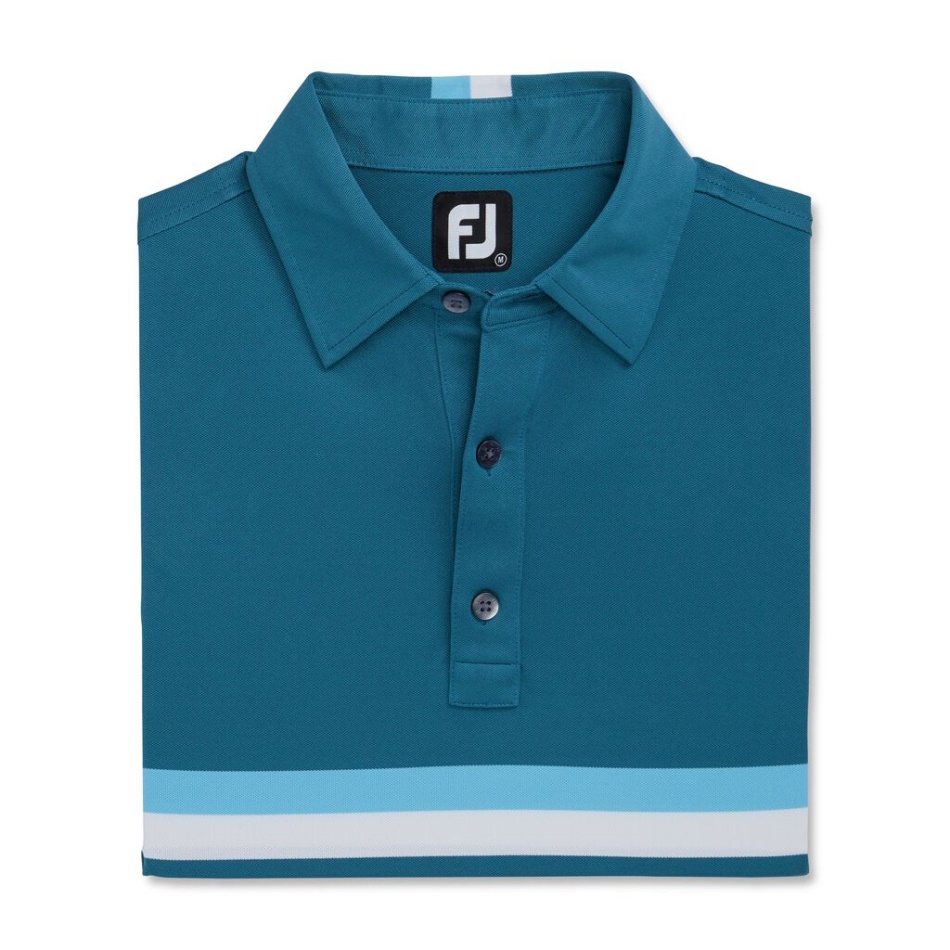 Faixa Dupla No Peito Estilo Pique-temporada Anterior Footjoy Pt Ink-dusk Azul-branco
