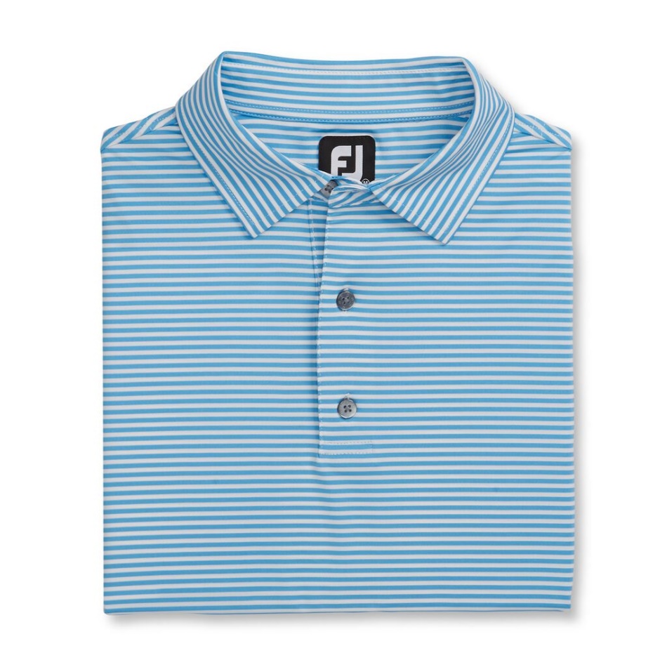 Lisle Feeder Stripe Auto Colar Reef Azul-branco Footjoy Pt