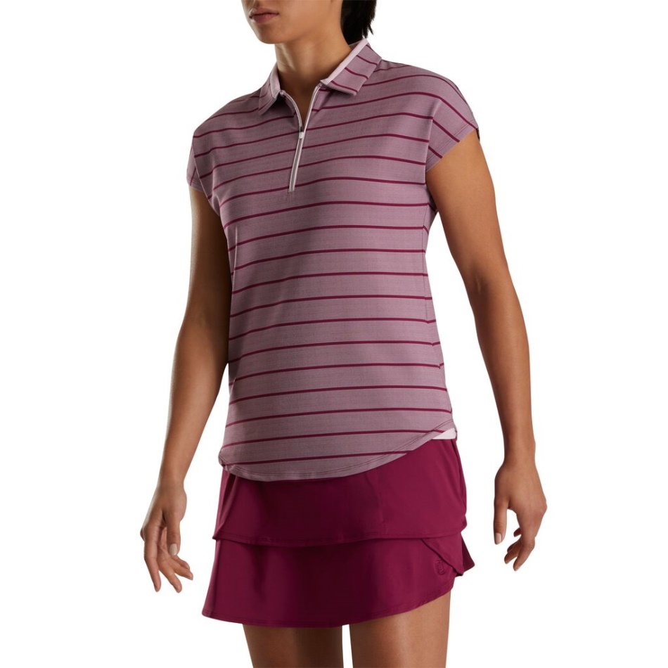 Footjoy Pt Manga Boné Rosa Figo Jacquard Listrado Birdeye Feminino