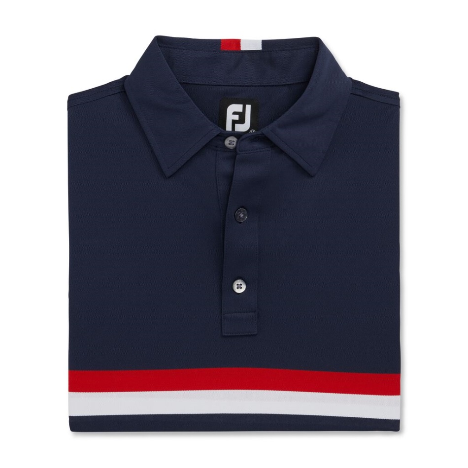 Marinho-vermelho-branco Footjoy Pt Banda De Peito Duplo Pique-estilo Da Temporada Anterior