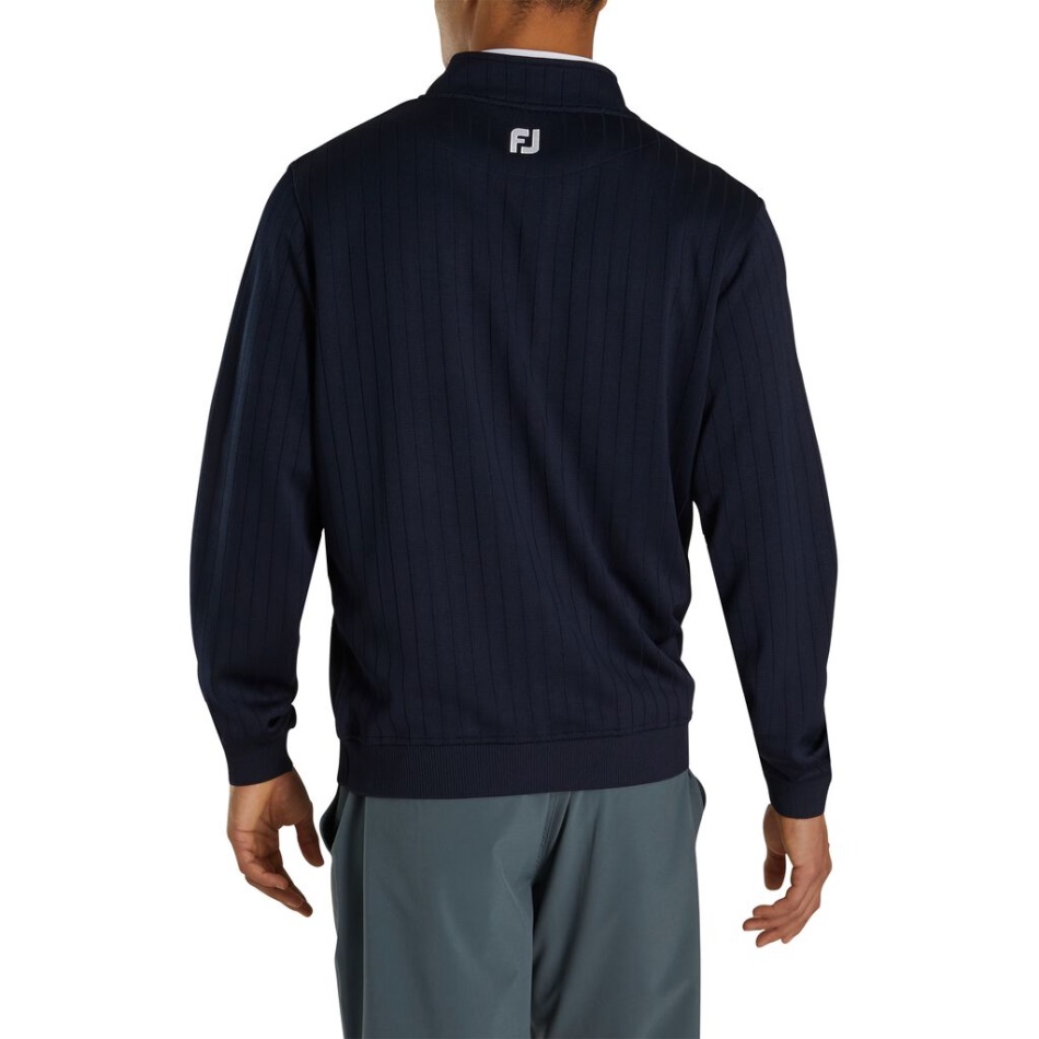 Agulha Gota Meio Zíper Cintura Franzida Marinho Footjoy Pt
