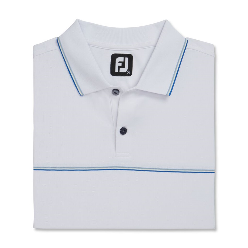 Pequenos Detalhes Gola Malha Piquê Stretch Branco Footjoy Pt