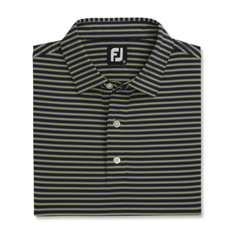 Stretch Lisle Risca De Giz Footjoy Pt Marinho-limão-branco