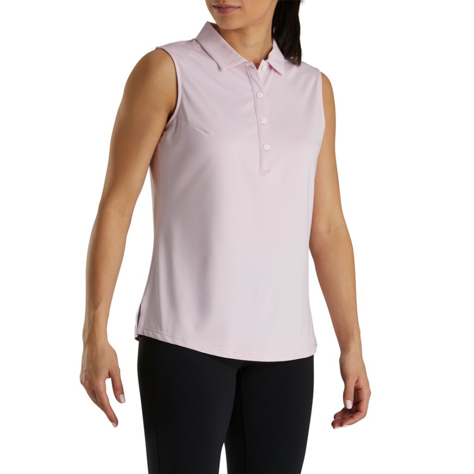 Footjoy Pt Rosa Claro Sólido Lisle Sem Mangas Feminino