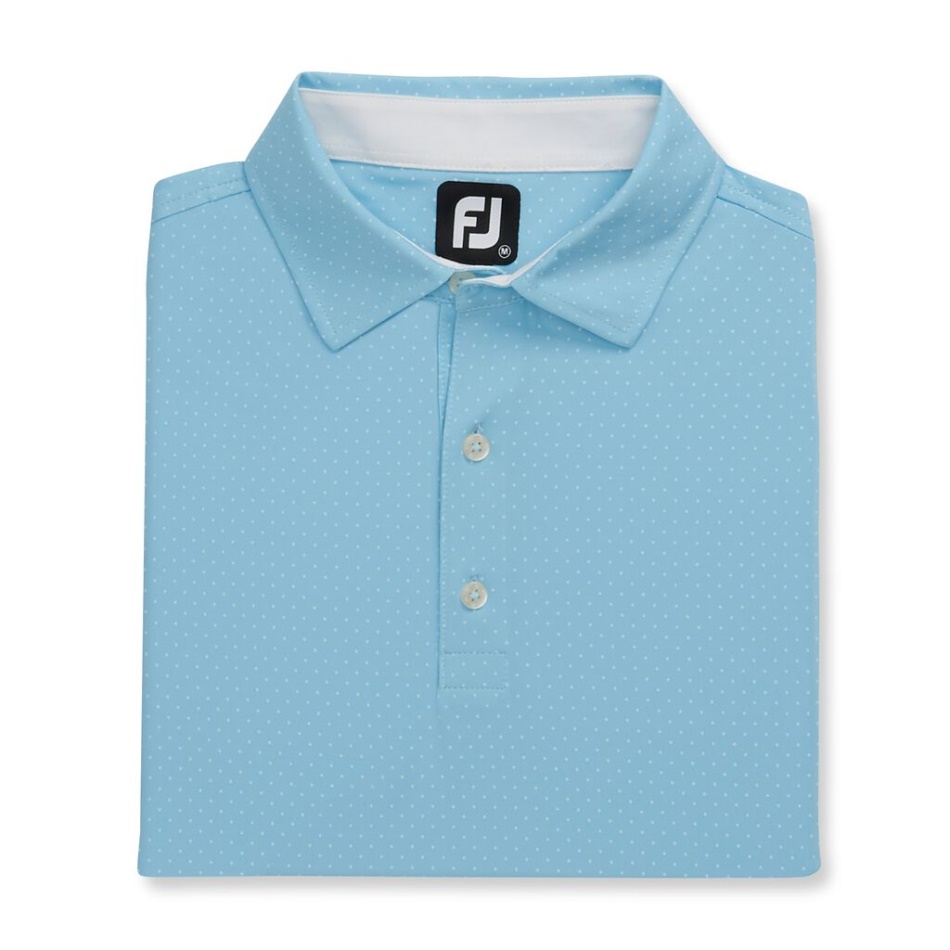 Stretch Lisle Dot Print Colarinho Próprio Footjoy Pt Azul Claro