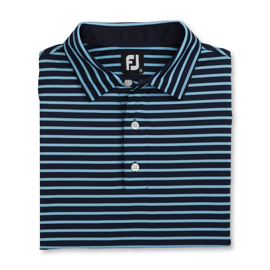 Footjoy Pt Lisle Colarinho Listrado De 2 Cores Azul Marinho Claro