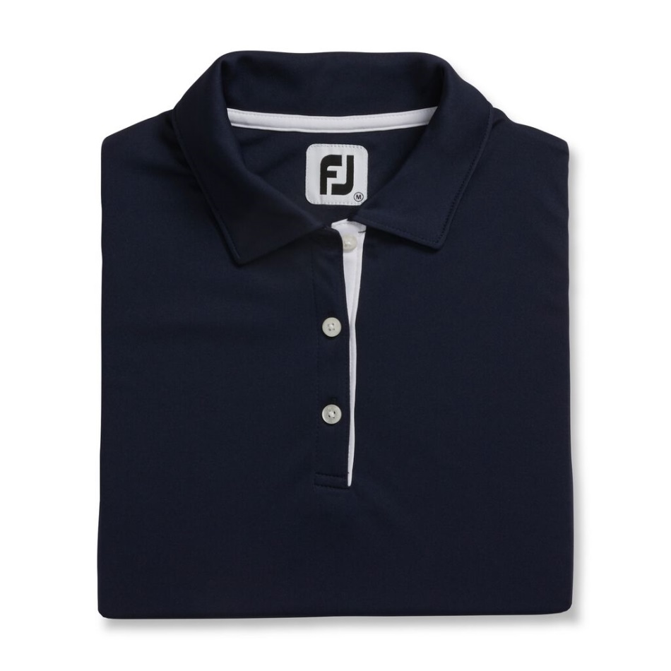 Marinho Footjoy Pt Prodry Interlock Camisa Sem Mangas Gola De Malha Feminina - Estilo Da Estação Anterior