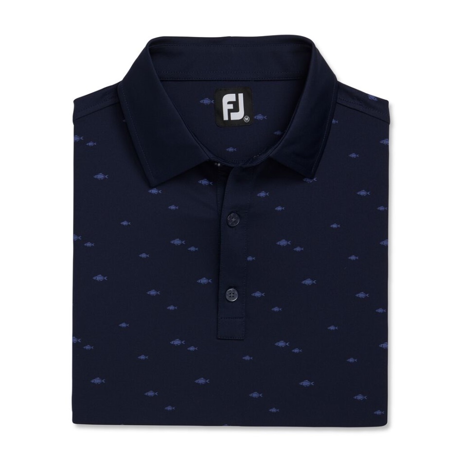 Footjoy Pt Navy School Of Fish Impressão Lisle Gola Auto-estilo Da Estação Anterior
