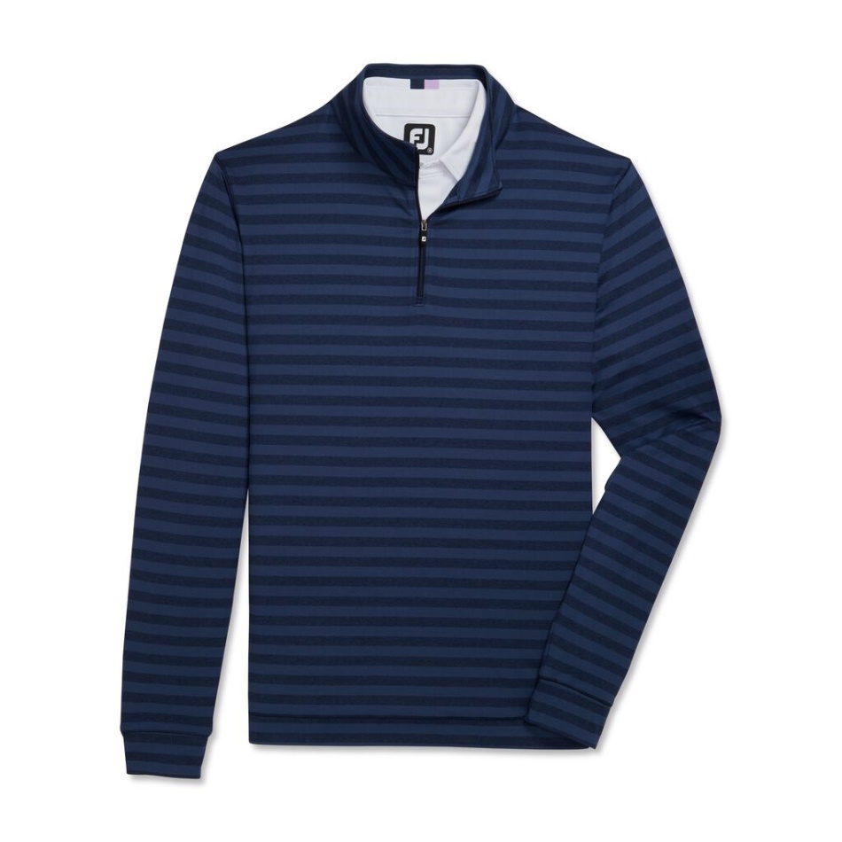 Footjoy Pt Tonal Stripe Jersey Pêssego Quarto Zip Temporada Anterior Estilo Marinho