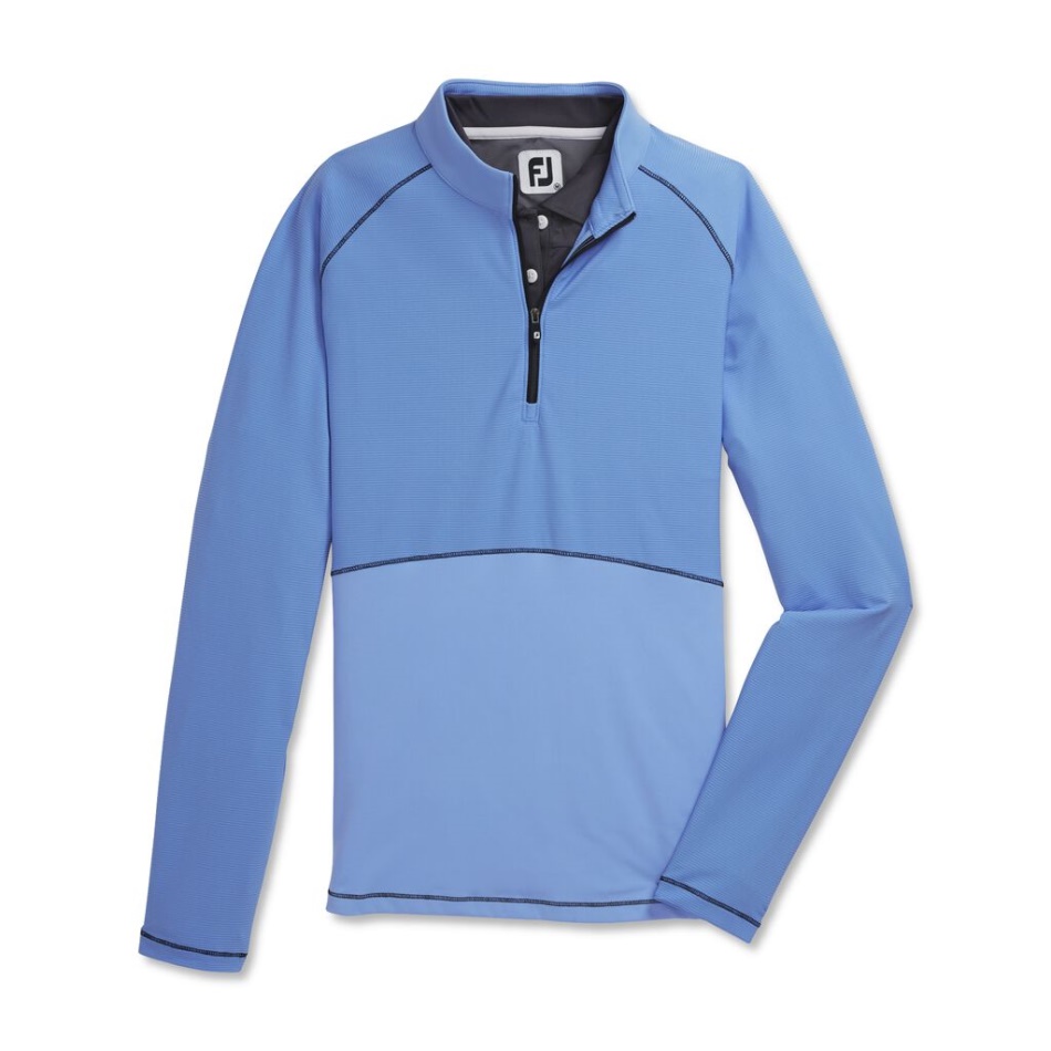 Jérsei Mix Azul Canelado Quarto De Zíper Feminino - Estilo Da Temporada Anterior Footjoy Pt