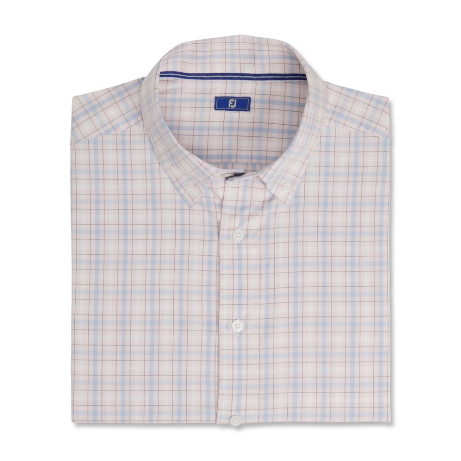 Algodão Elástico Em Xadrez Aberto - Estilo Da Estação Anterior Rosa Claro Footjoy Pt